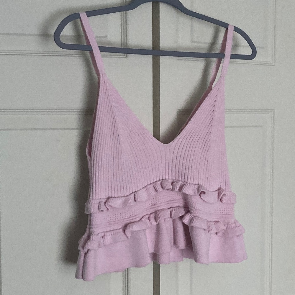 (BCBGeneration) Cropped Pink Knit Tank Top size L